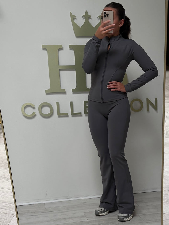 Sculpt Zip Up Top & Flared Trouser Set Co-ord (4 Colours)