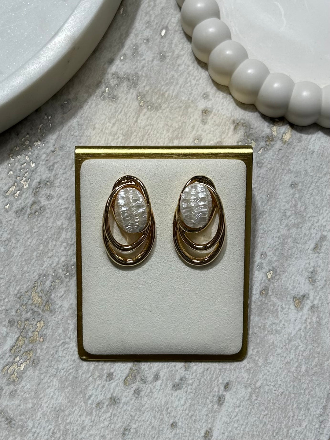Triple Loop Pearl Earrings
