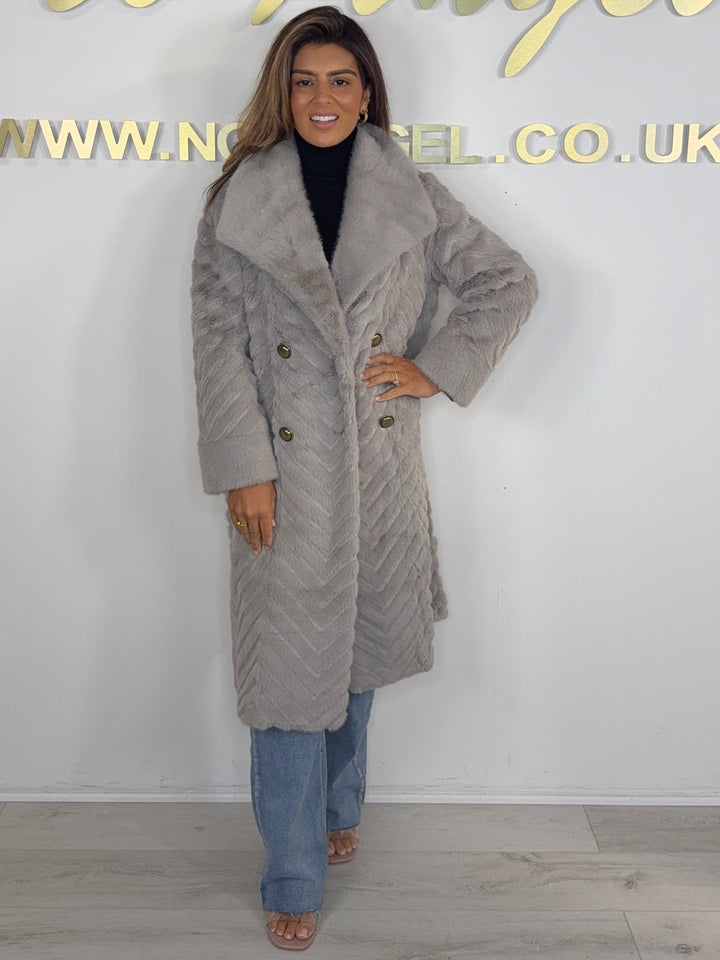 Herringbone Double Breasted Collared Longline Coat (5 Colours)