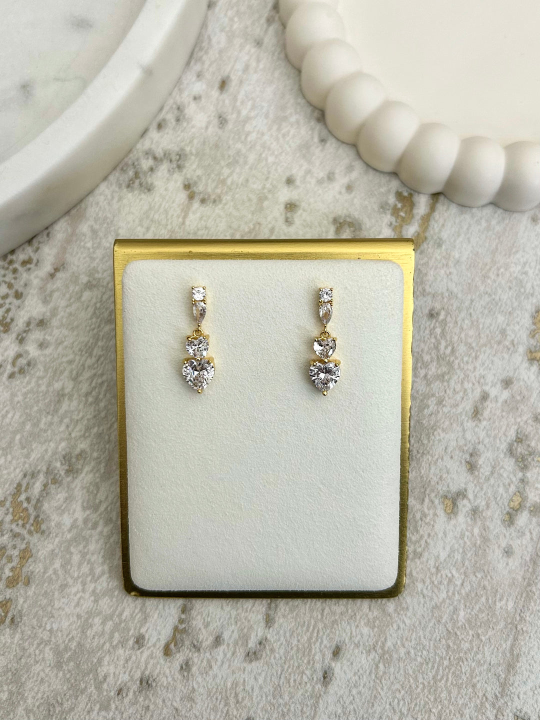 Gold Heart Drop Earrings