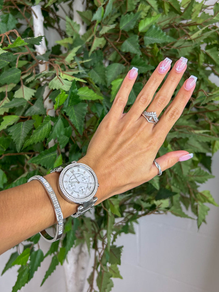Thick Diamante Baguette Bangle (2 Colours)