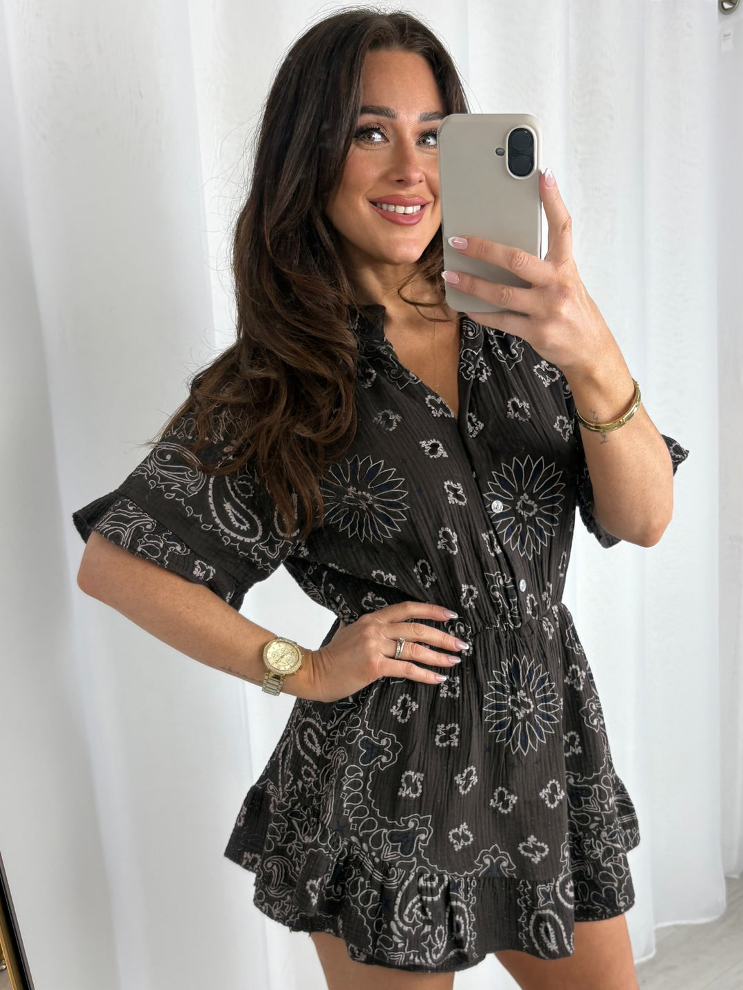 Brown Paisley Print Playsuit