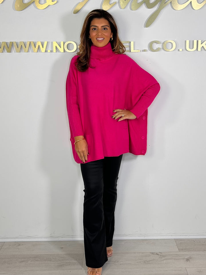 Button Pocket Detail Roll Neck Jumper (6 Colours)