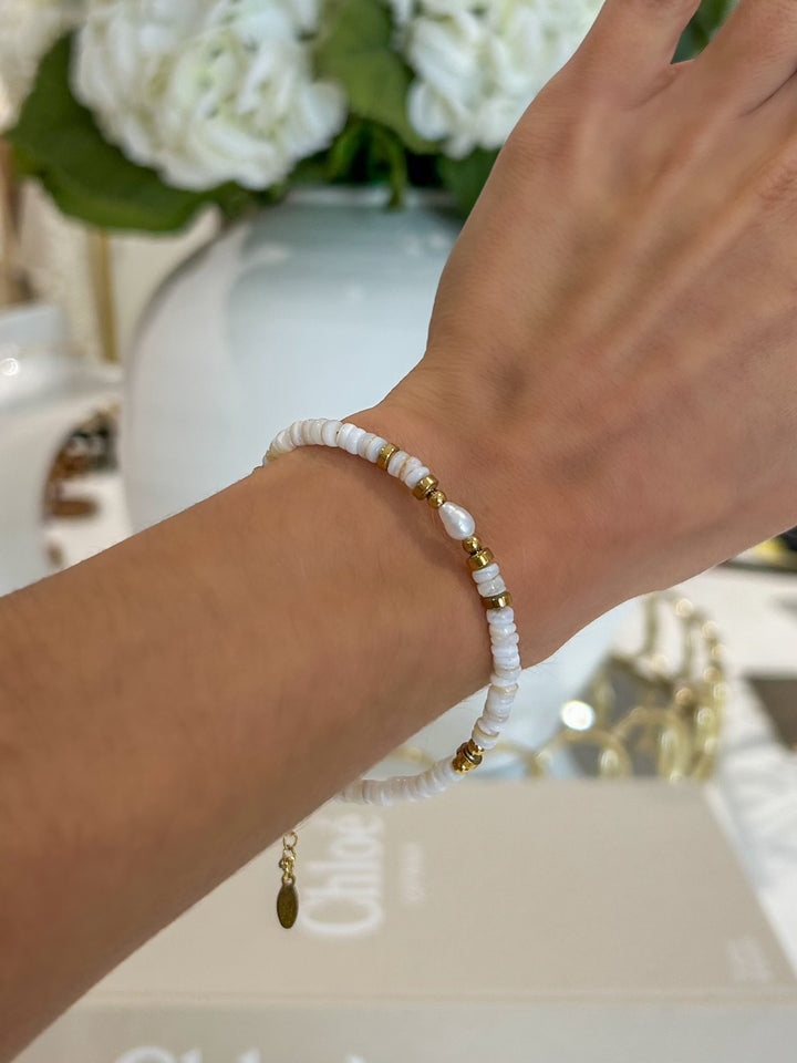Pearl Detail Coloured Beaded Bracelet (2 Colours)