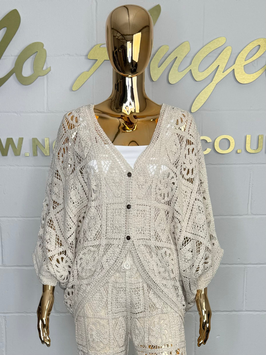 Crochet Button Up Batwing Cardigan (2 Colours)