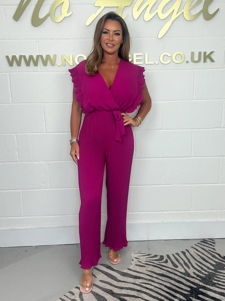 Tie Waist Pleated Leg Jumpsuit ( 6 colours )