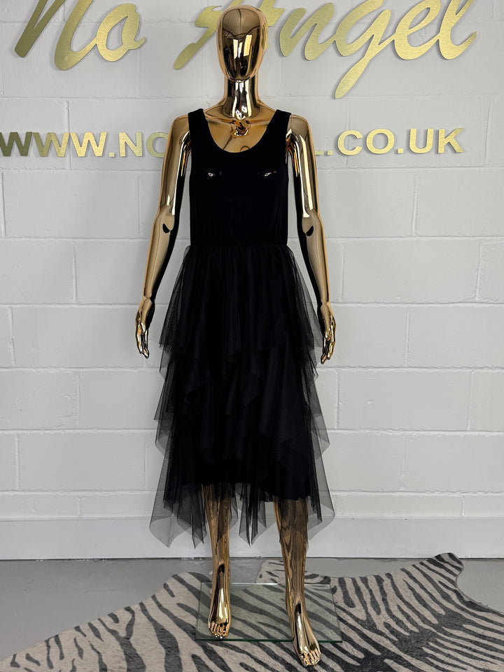Black Mesh layered Skirt Dress