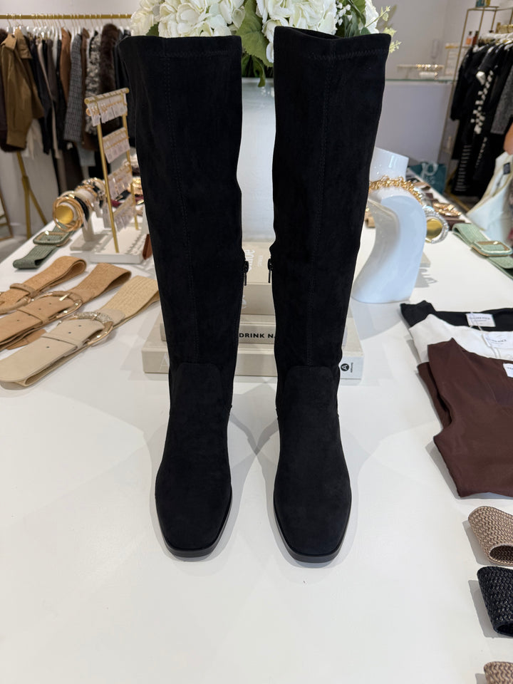 Faux Suede Knee Length Block Heel Boot  (2 Colours)