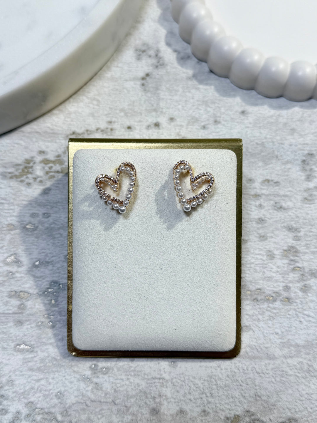 Pearl Double Heart Earrings (2 Colours)