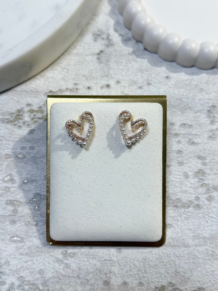 Pearl Double Heart Earrings (2 Colours)