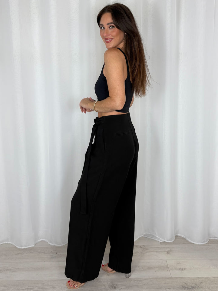Wide Leg Trousers With Tie Up Bow (4 Colours)