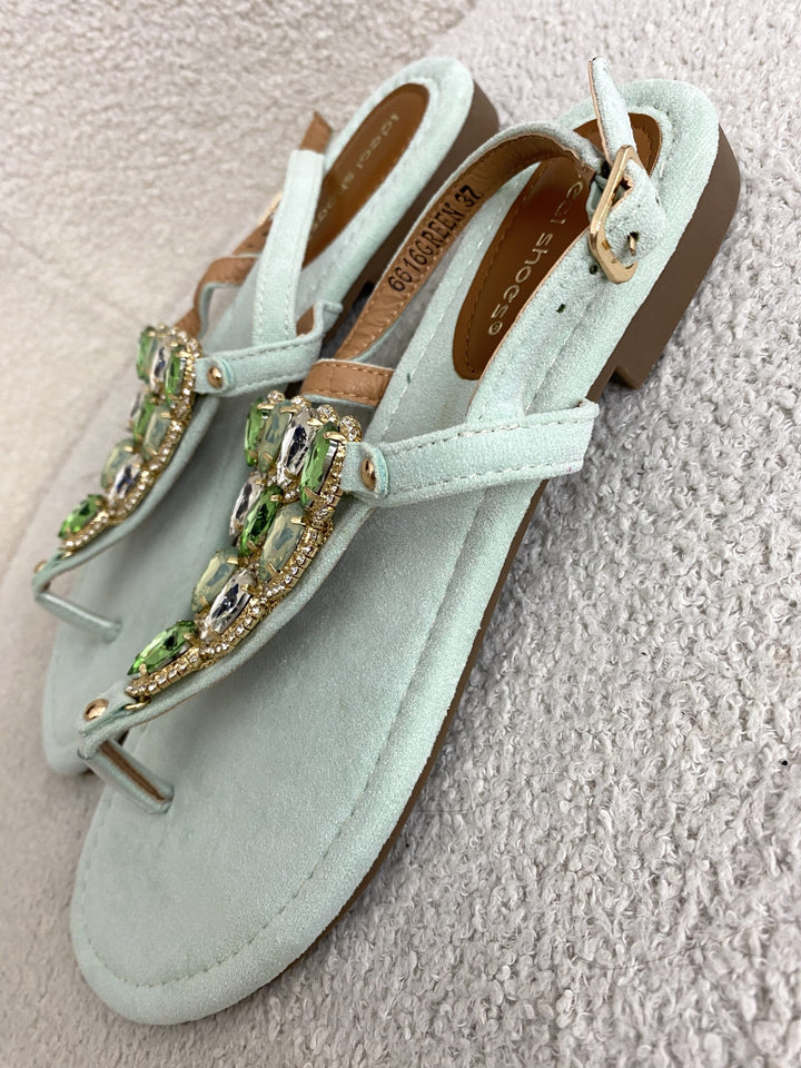 T Bar Jewelled Sandals ( 3 Colours )