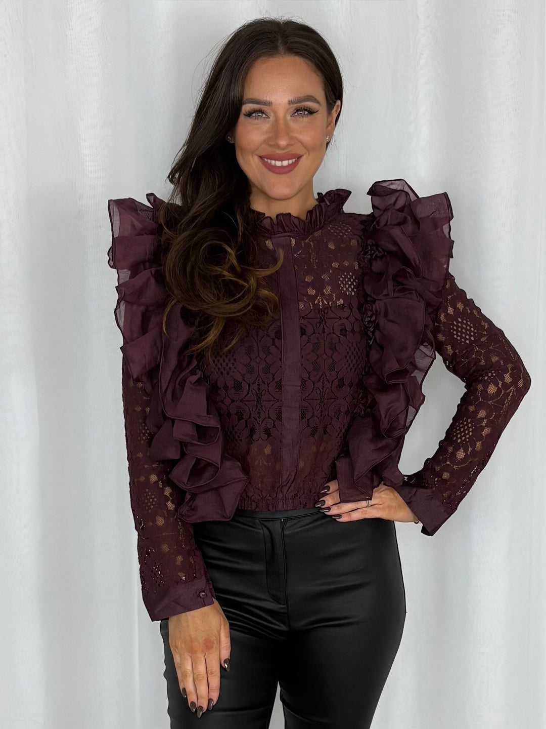 Long Sleeve Frill Shoulder Blouse