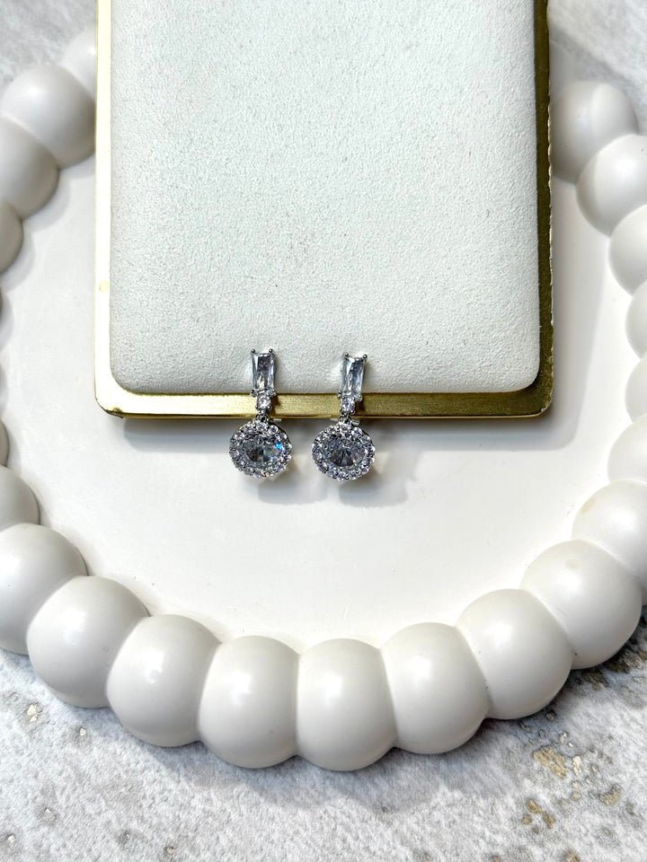 Circle Drop Diamonte Clip On Earrings (2 Colours)