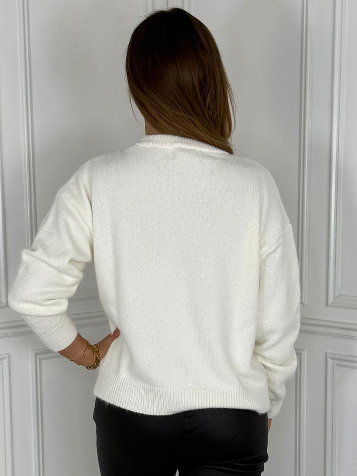 THE LABEL -  Large Sequin Bow Christmas Jumper (Black)