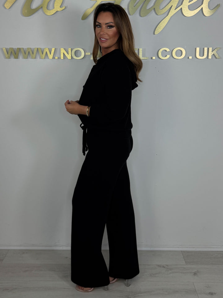 Luxury Button Up Hooded Soft Knit Trouser Co-ord (3 Colours)