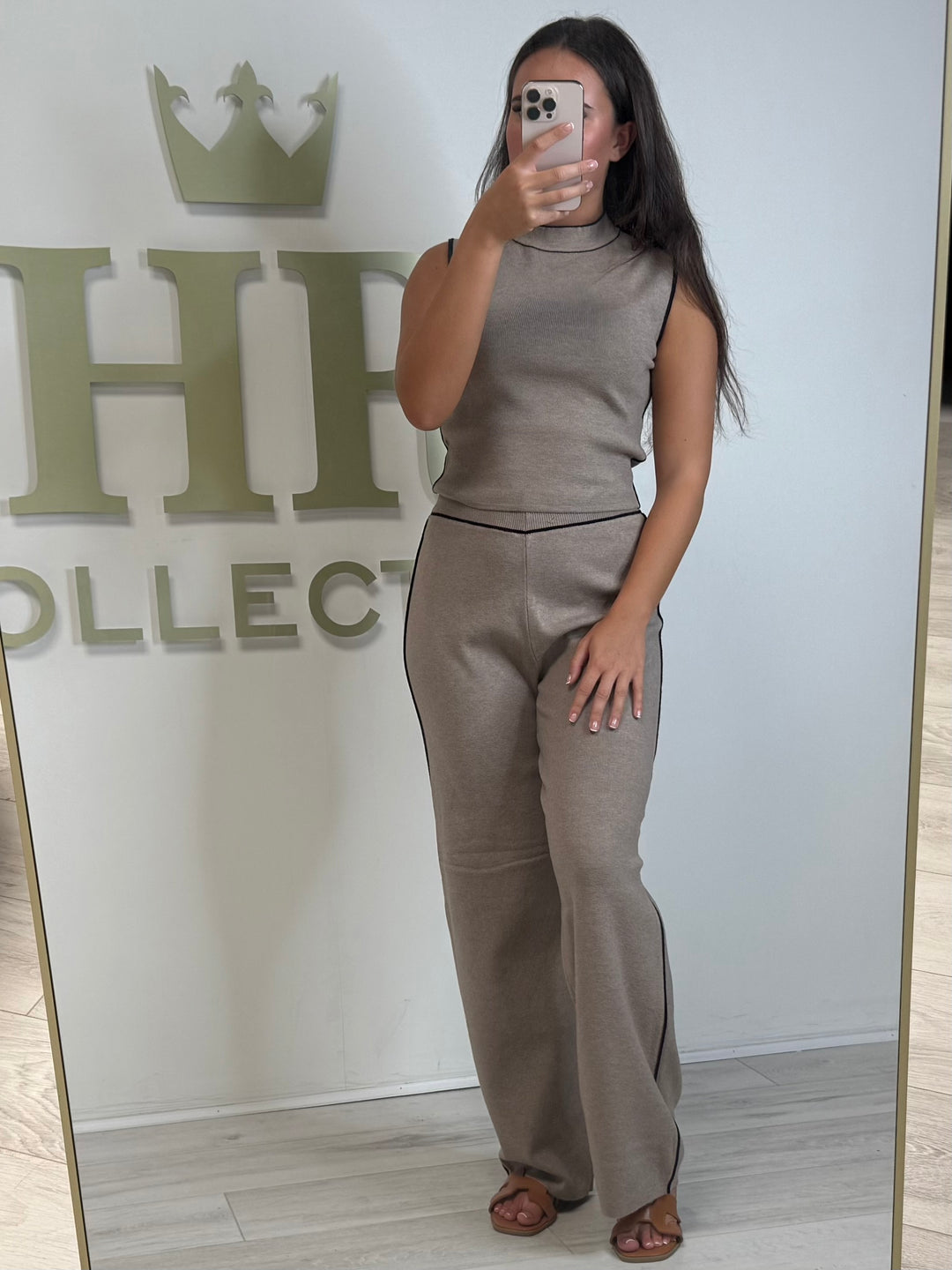 Turtle Neck Piping Detail Sleeveless Top & Trouser Co-ord (2 Colours)