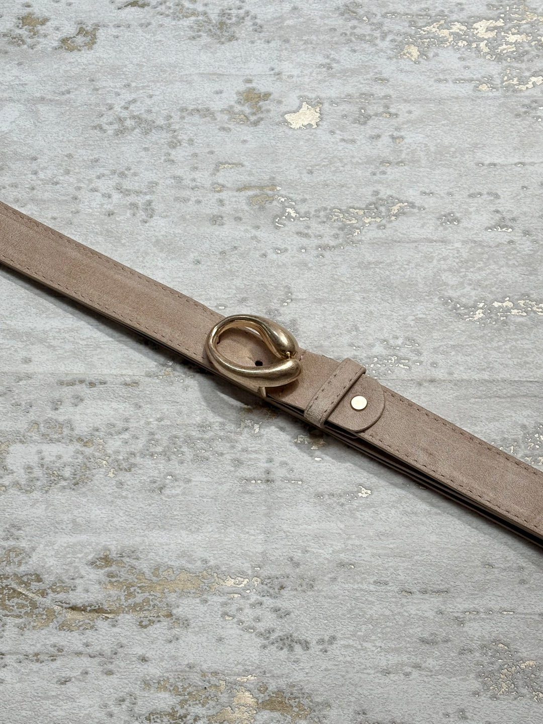 Suede Effect Gold Oval Buckle Belt (6 Colours)