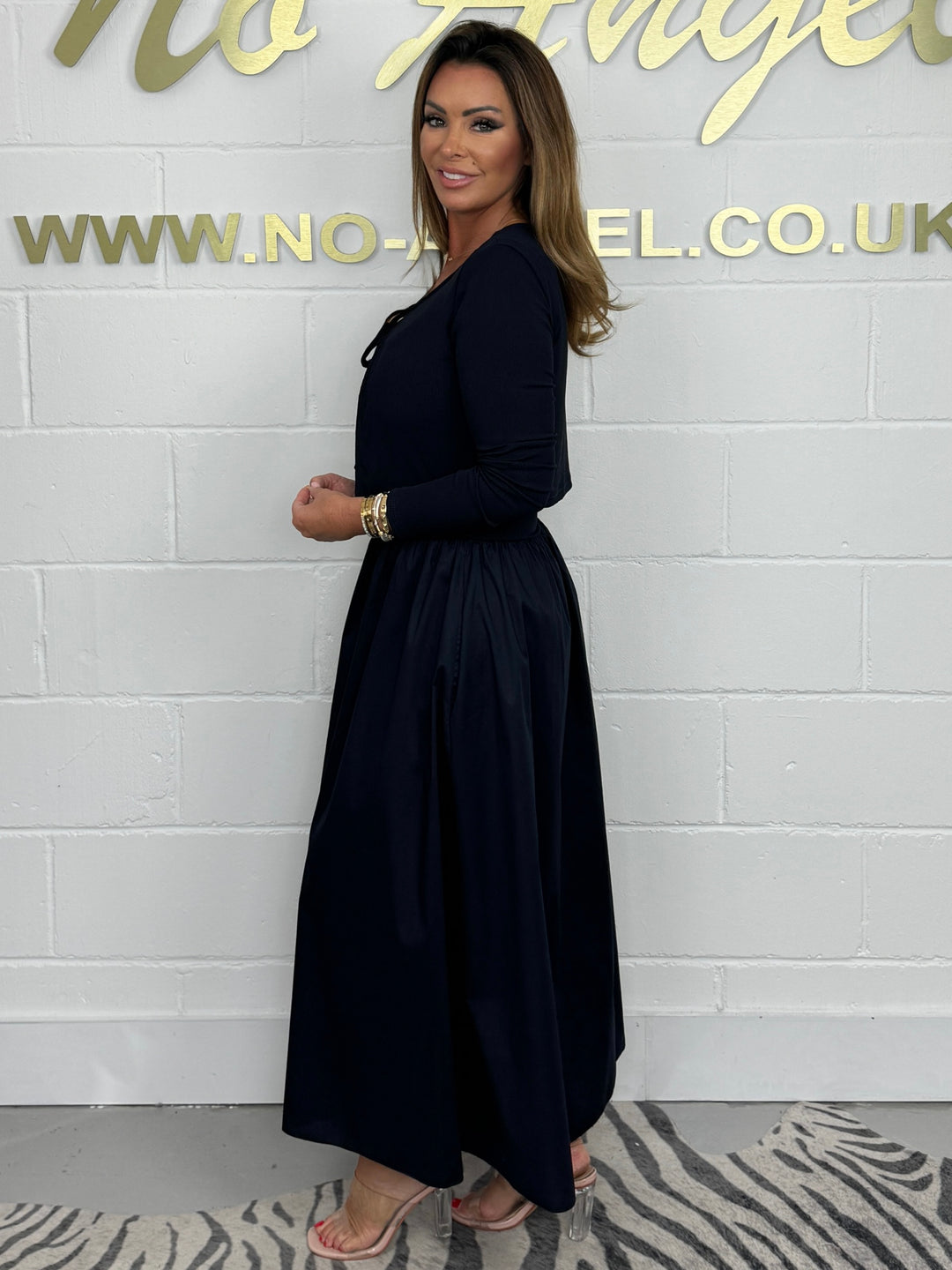 Flared T-Shirt Midi Dress With Matching Tie Up Cropped Cardigan (4 Colours)