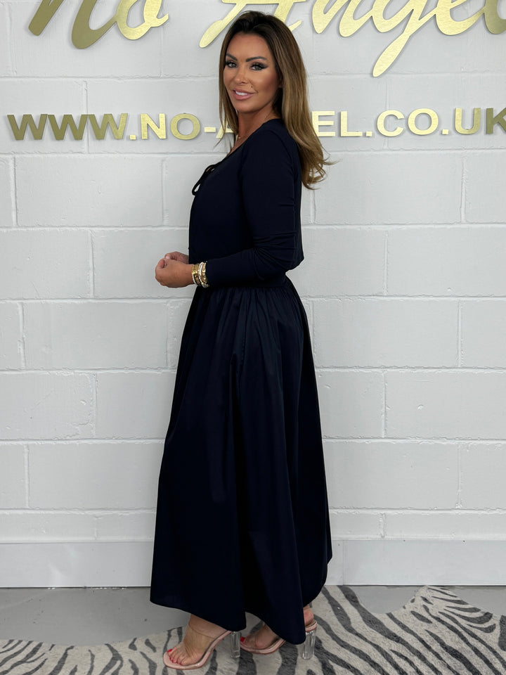 Flared T-Shirt Midi Dress With Matching Tie Up Cropped Cardigan (4 Colours)