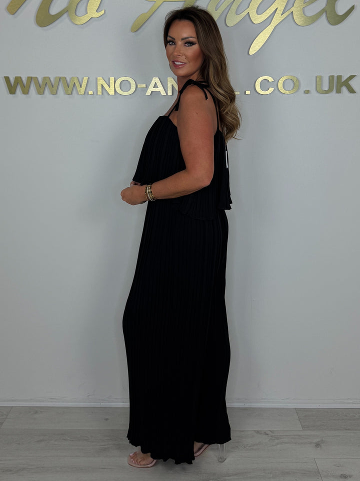 Pleated Tie Shoulder Floaty Jumpsuit (4 Colours)