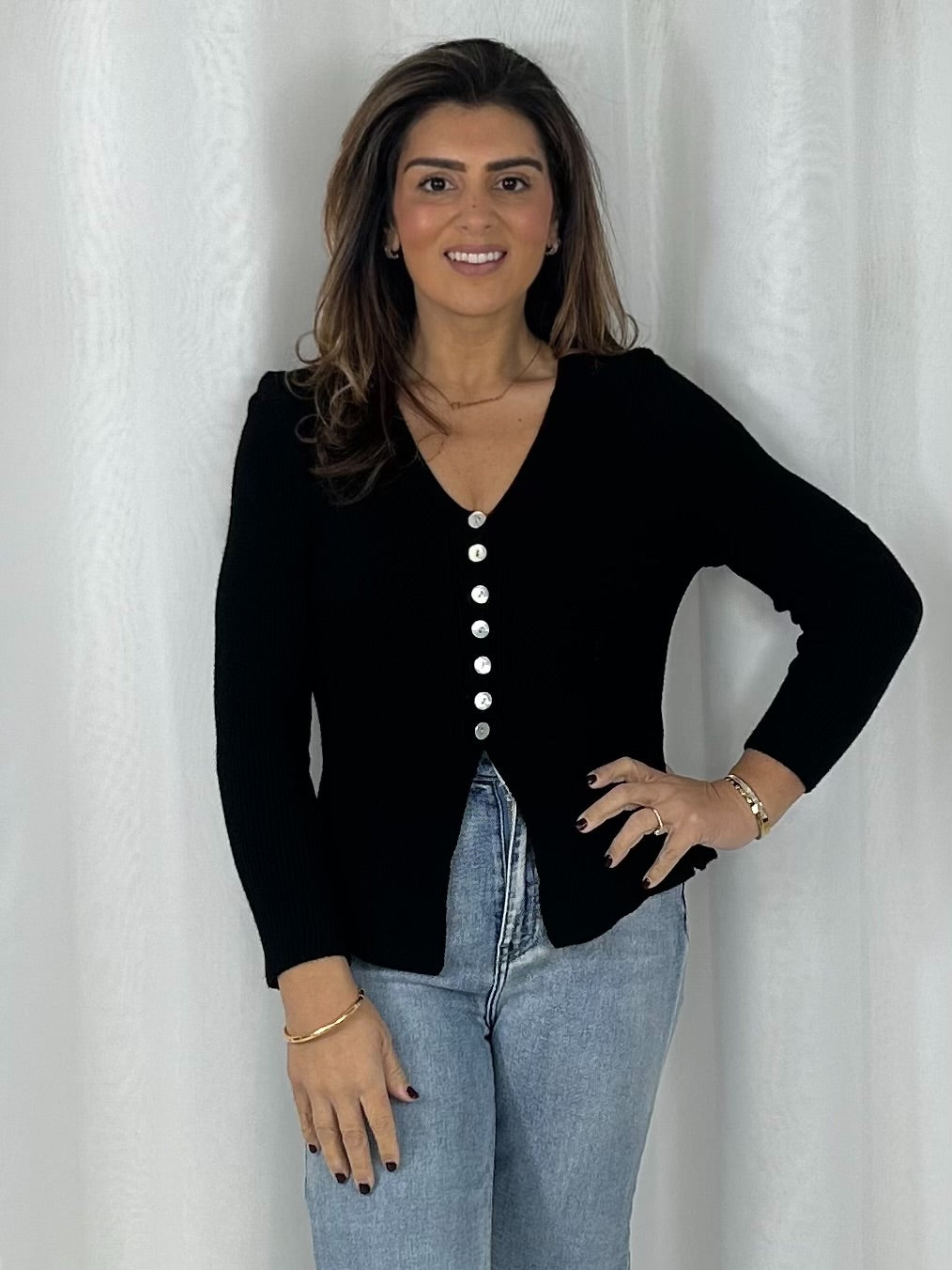 V-Neck Long Sleeve Button Up Cardigan (5 Colours)