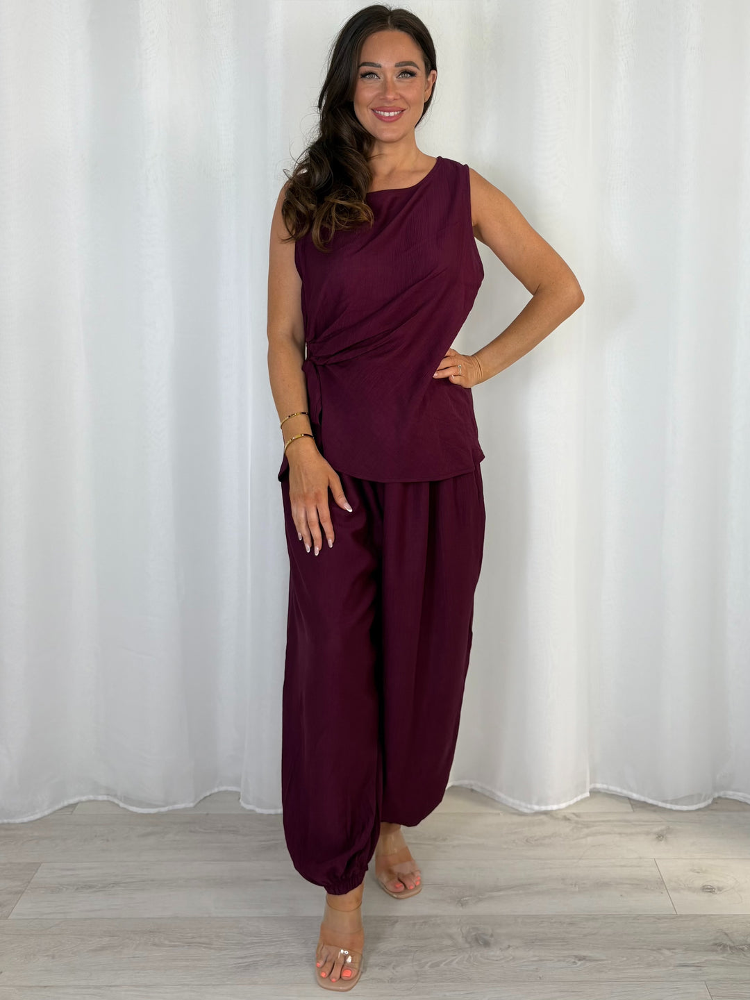 Harem Trouser Tie Side Vest Co-Ord (6 Colours)