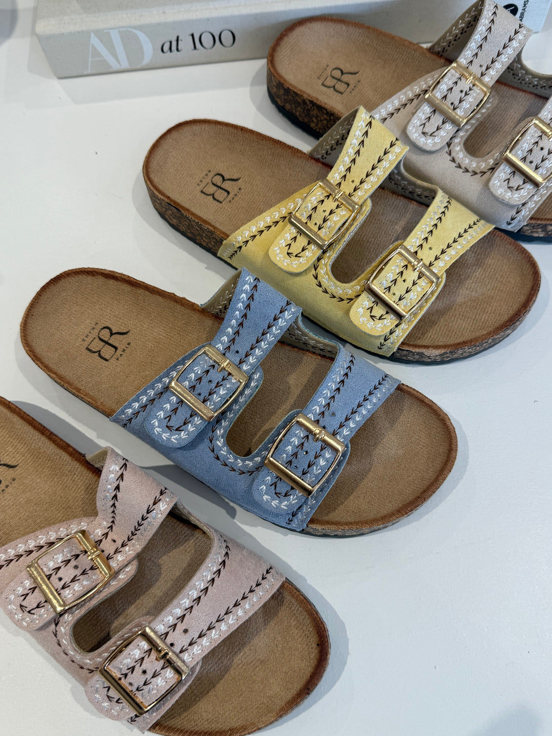 Chunky Cork Sole Double Buckle Stitching Detail Sandal (4 Colours)