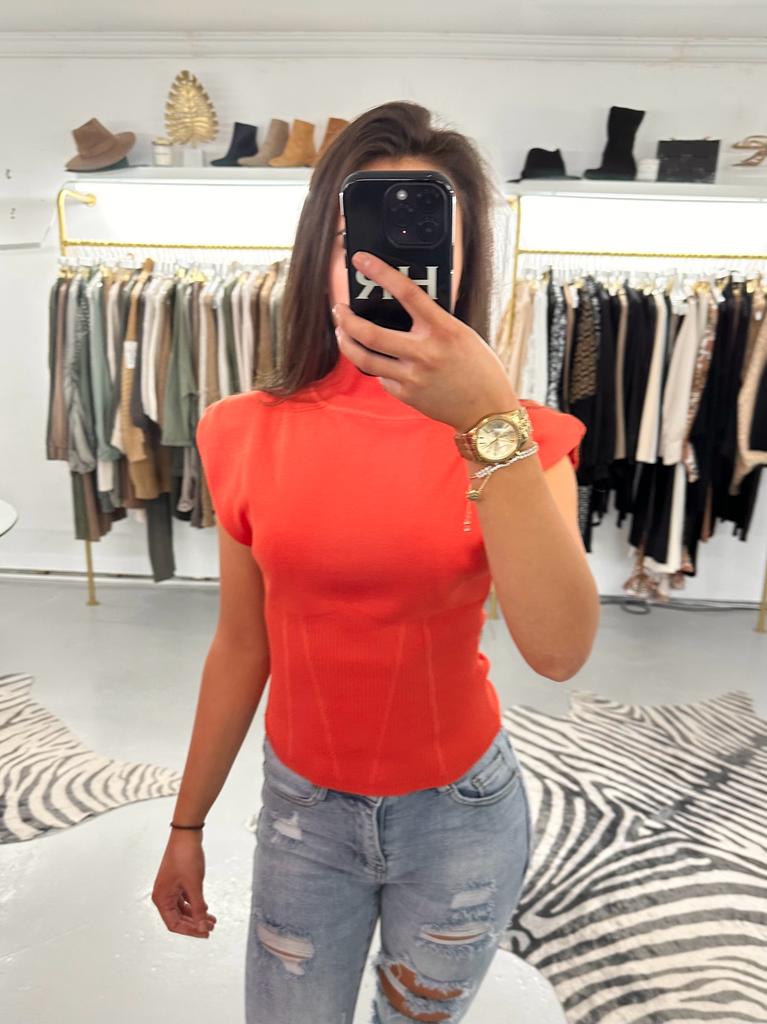 Orange Shoulder Pad Top
