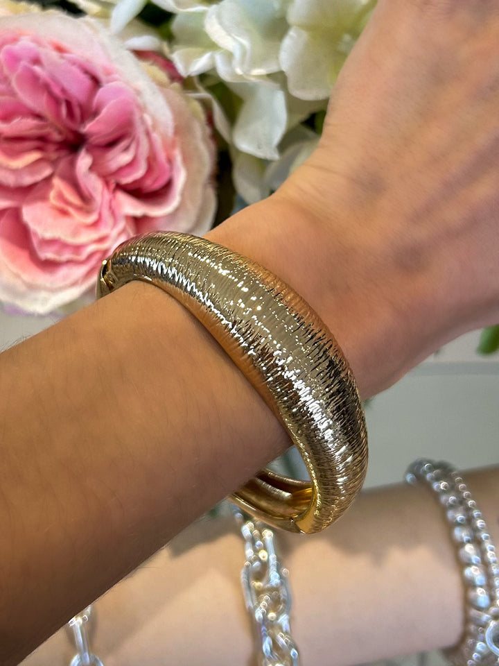 Textured Oval Cuff Bangle