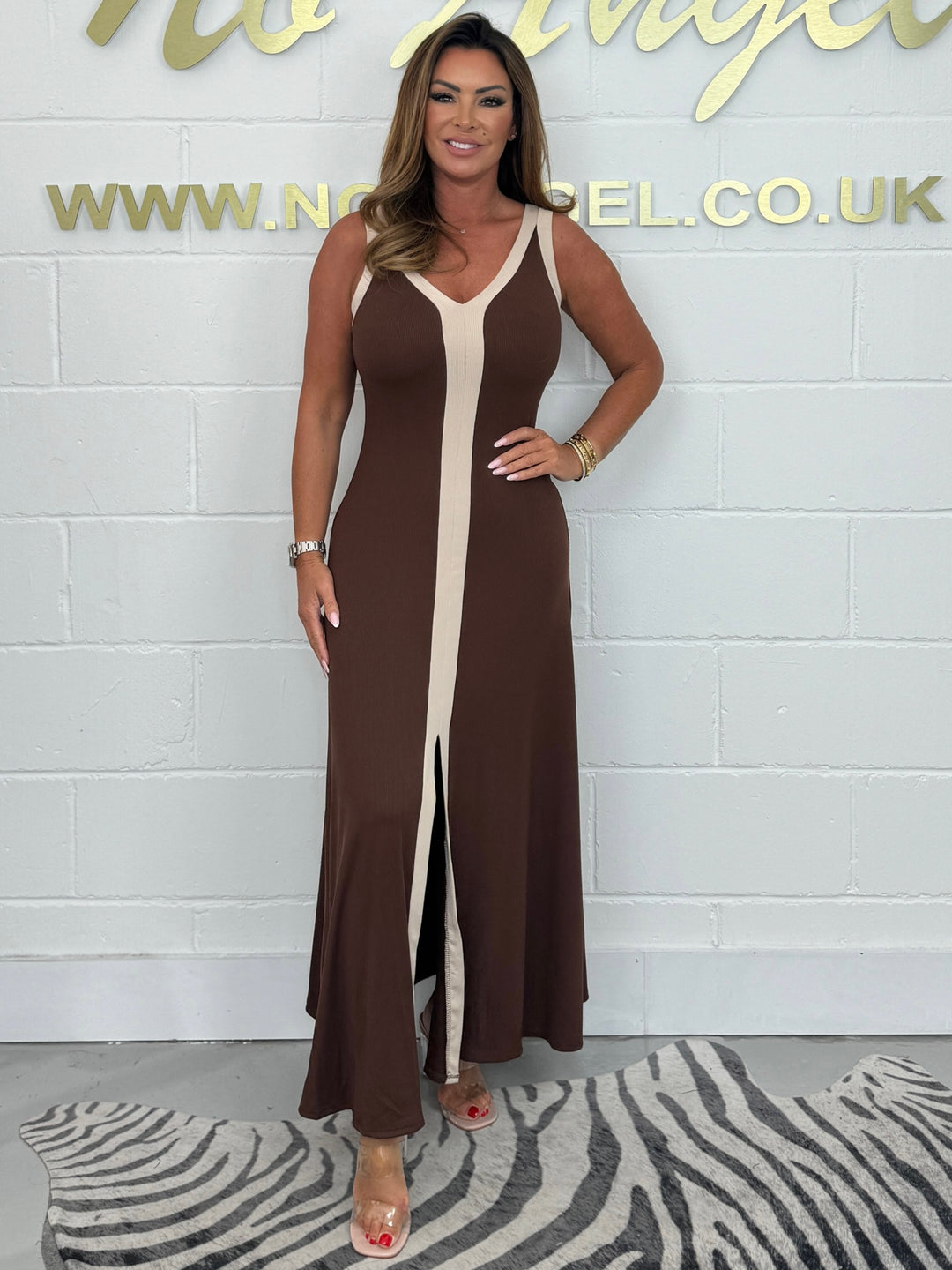 Panelled Front Split Maxi Dress