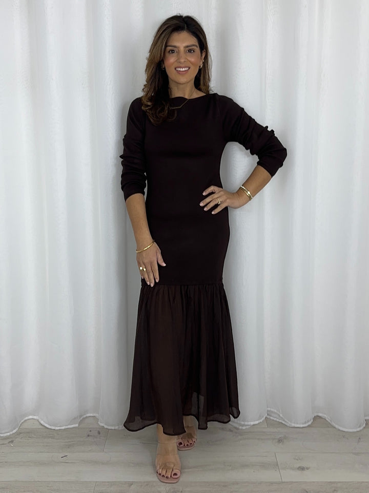 Round Neck Frill Bottom Dress (2 Colours)