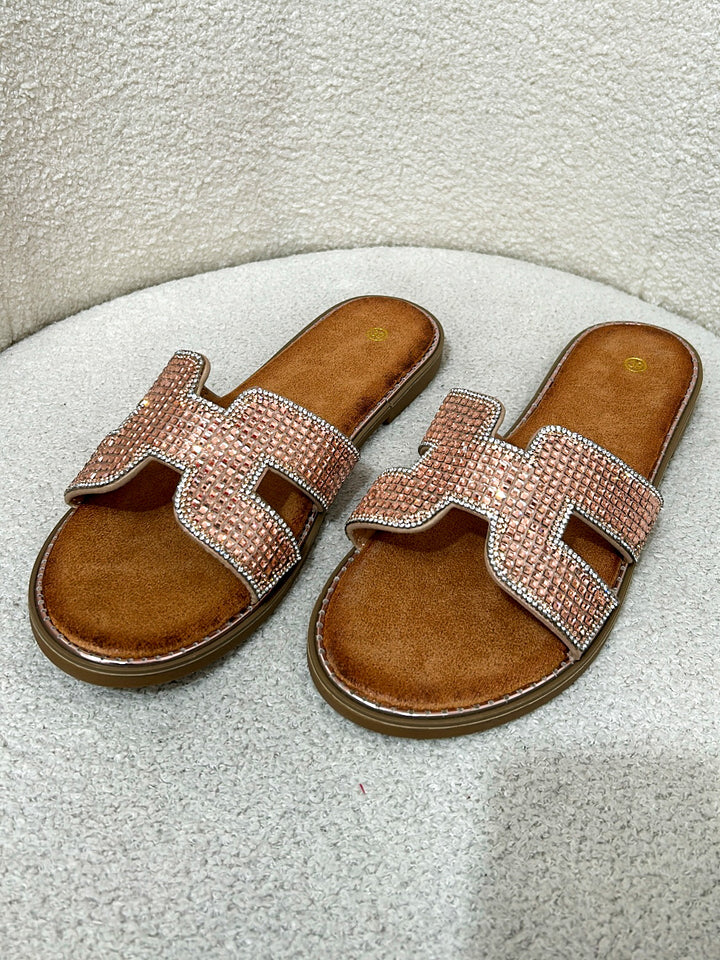 Diamante Block Shaped Sandals (2 Colours)