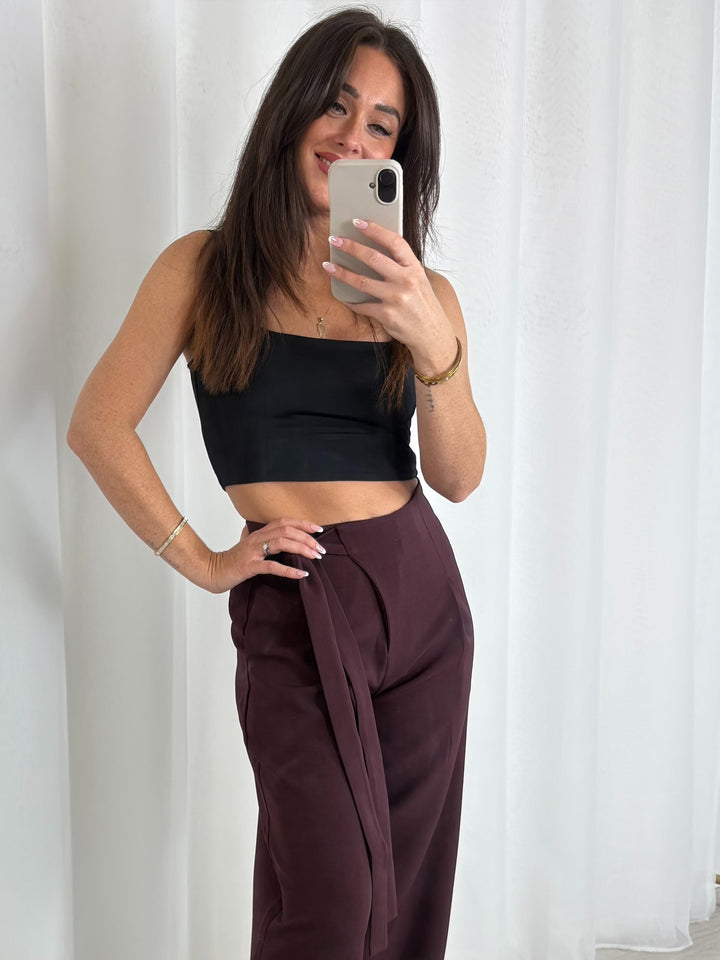 Wide Leg Trousers With Tie Up Bow (4 Colours)