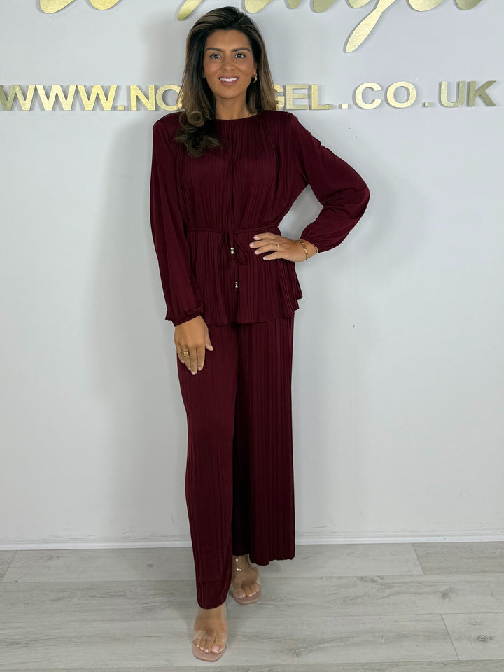 Pleated Shoulder Pad Belted Trouser Co-ord (4 Colours)