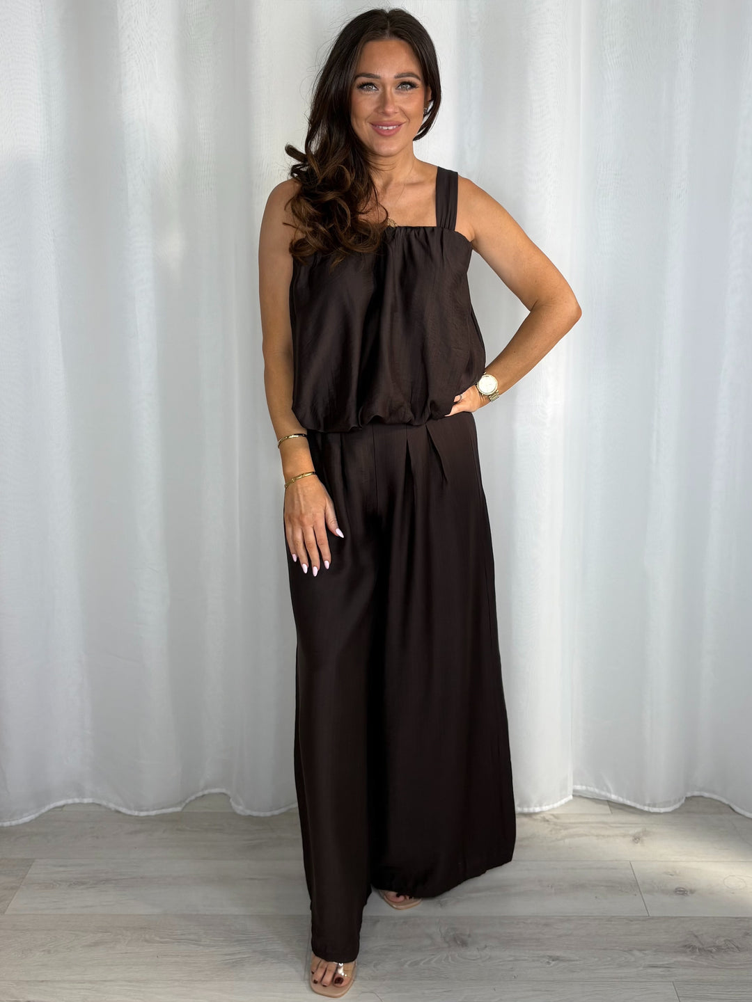 Balloon Style Thick Strap Top And Pleated Trouser Co-Ord (10 Colours)