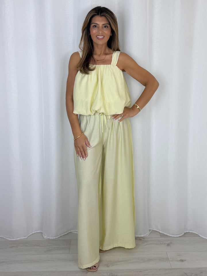 Balloon Style Thick Strap Top And Pleated Trouser Co-Ord (10 Colours)