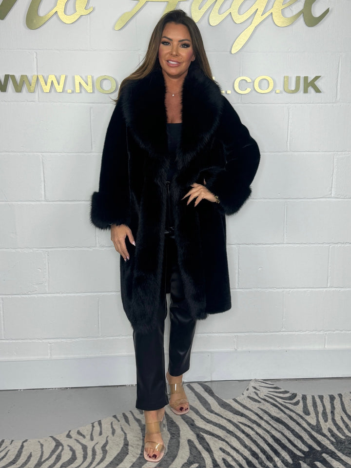 Faux Fur Collared Long Coat (2 Colours)