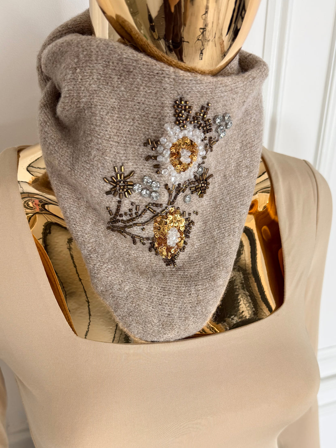 Embellished Knit Neck Bandana