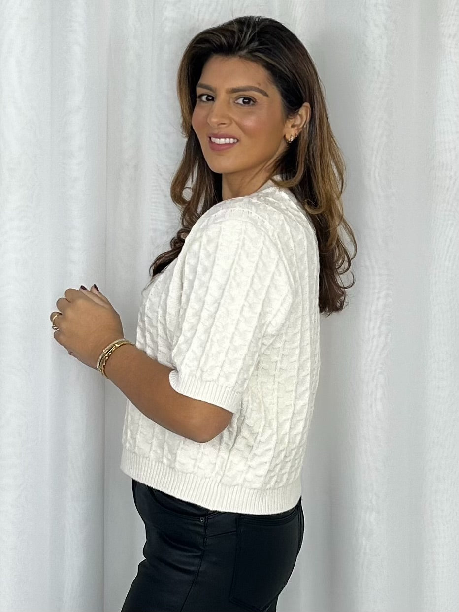 Round Neck Vine Print Short Sleeve Jumper (3 Colours)