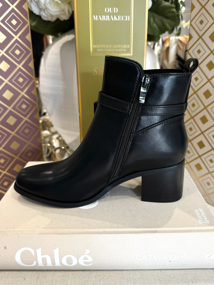 Black Ankle Boot With Gold Buckle