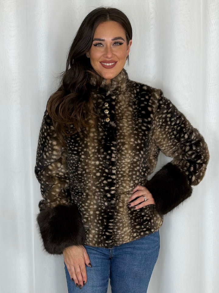 Bambi Print Faux Fur Jacket