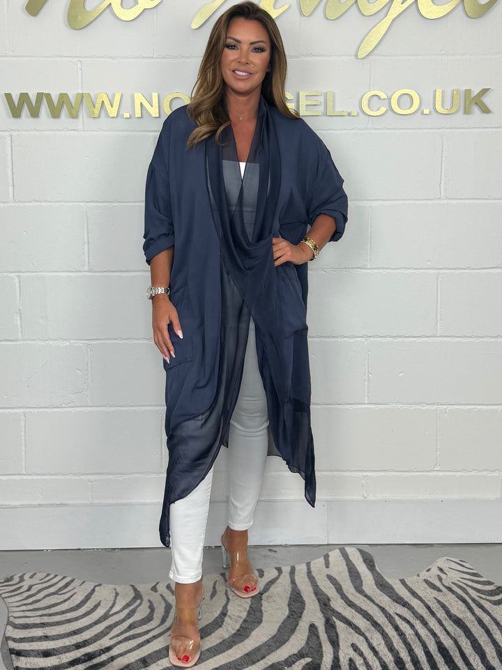 Crossover Drape Silk Mix Top