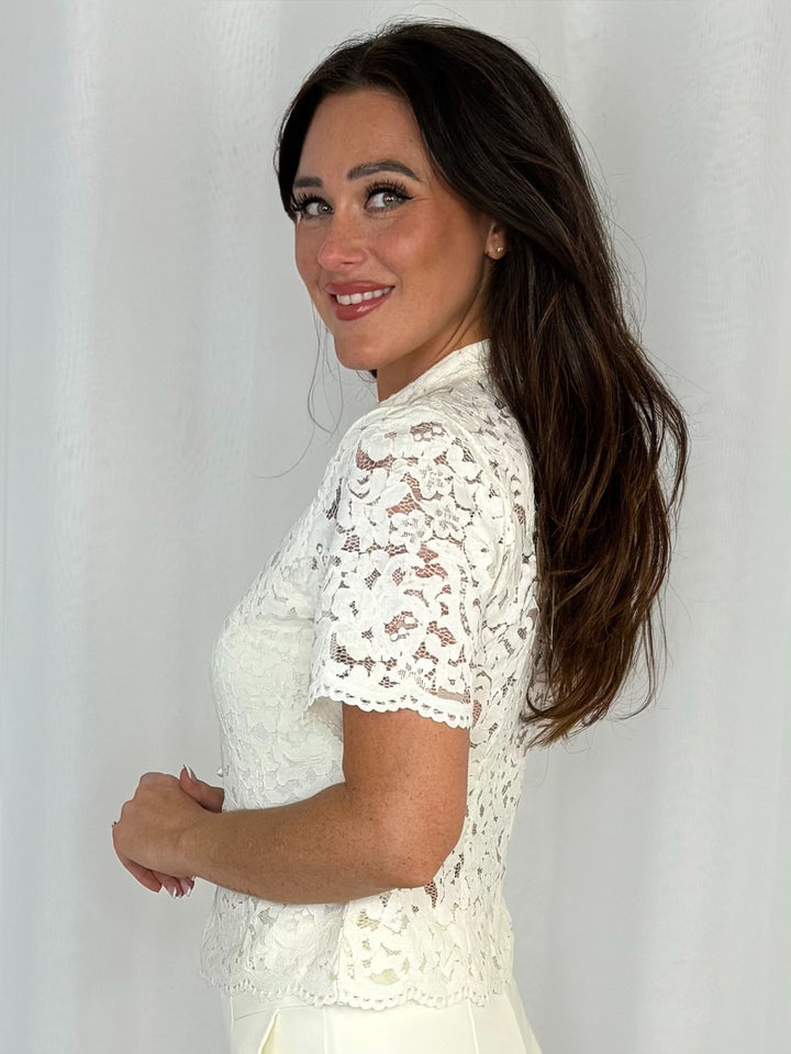 Lace Style Top With Knot Fastening (2 Colours)