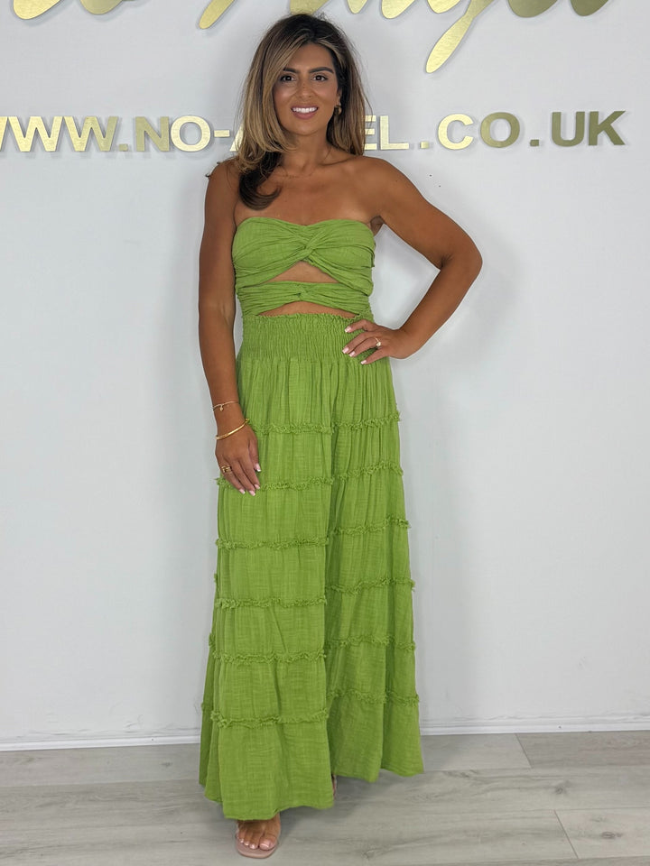 Knot Front Detail Raw Edge Detail Maxi Dress (5 Colours)