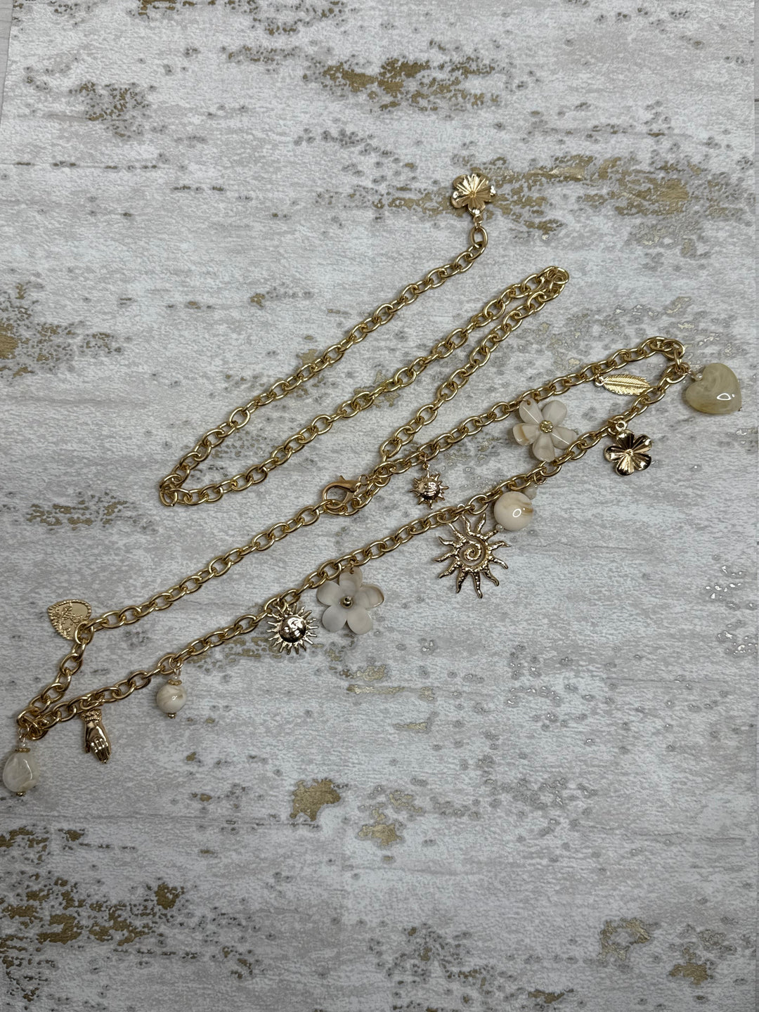 Cream/Gold Charm Belt