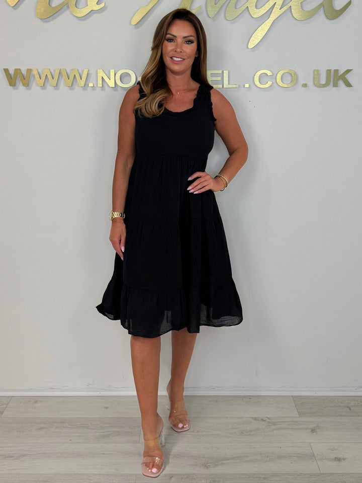 Ruffle Edge Ribbed Top Midi Dress (4 Colours)