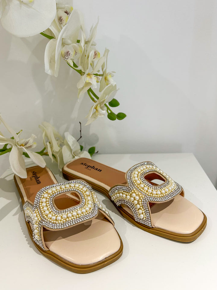 Jewel & Pearl Detail Sandals (3 Colours)