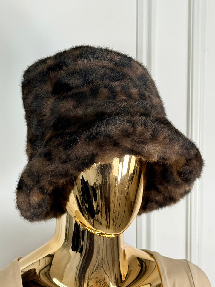 Leopard Print Faux Fur Bucket Hat