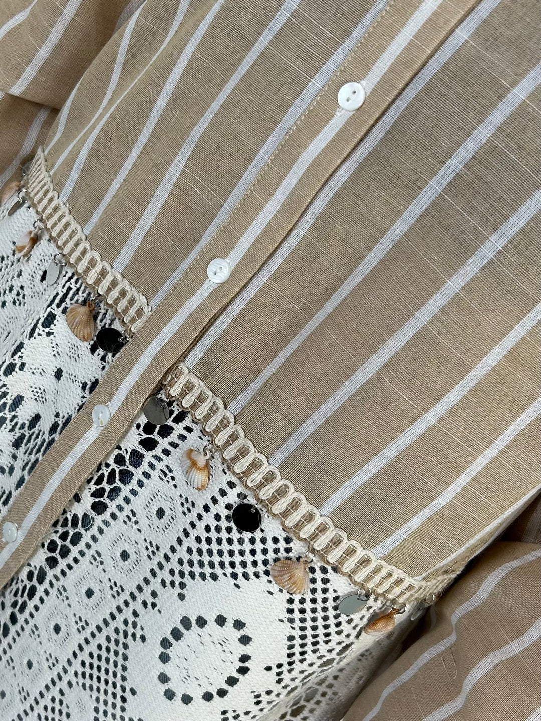 Pinstripe Shell Detail Shirt (2 Colours)